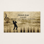 Jazz saxofoon bladmuziek te huur visitekaartje (Achterkant)