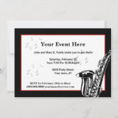 Jazz Saxofoon Doe Mee Uitnodiging Feest (Achterkant)