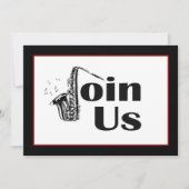 Jazz Saxofoon Doe Mee Uitnodiging Feestje (Voorkant)