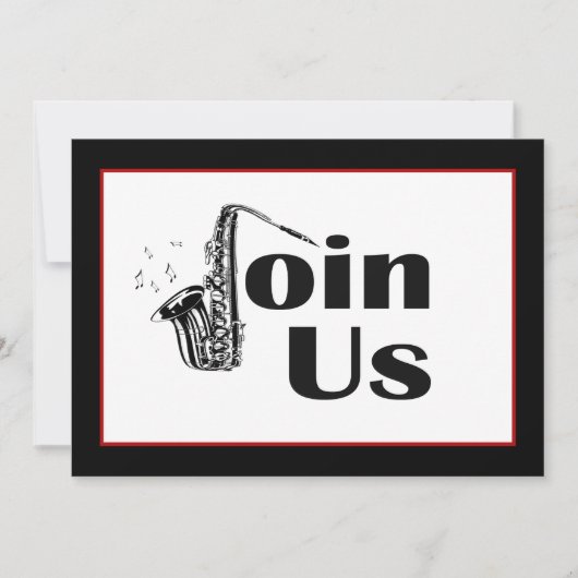 Jazz Saxofoon Doe Mee Uitnodiging Feestje (Voorkant)