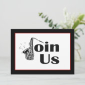 Jazz Saxofoon Doe Mee Uitnodiging Feestje (Staand voorkant)