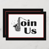 Jazz Saxofoon Doe Mee Uitnodiging Feestje (Voorkant / Achterkant)