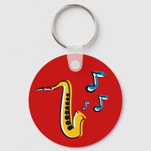 jazz saxofoon met noten sleutelhanger (Voorkant)