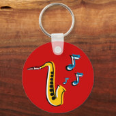 jazz saxofoon met noten sleutelhanger (Voorkant)
