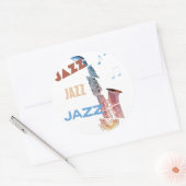Jazz Saxofoon Moderne Kunst Ronde Sticker (Envelop)