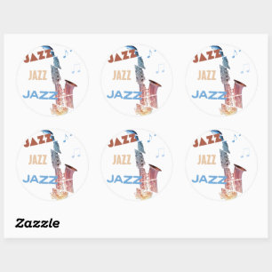 Jazz Saxofoon Moderne Kunst Ronde Sticker