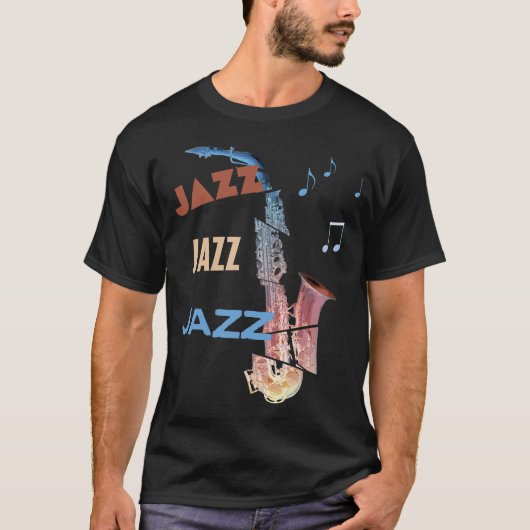 Jazz Saxofoon Moderne Kunst T-shirt (Voorkant)