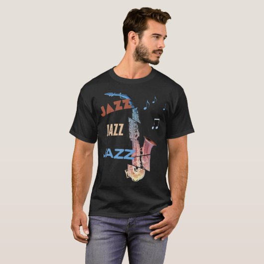 Jazz Saxofoon Moderne Kunst T-shirt (Voorkant volledig)