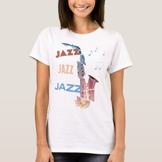 Jazz Saxofoon Moderne Kunst T-shirt (Voorkant)