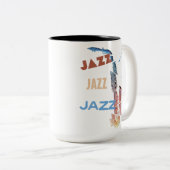 Jazz Saxofoon Moderne Kunst Tweekleurige Koffiemok (Voorkant rechts)