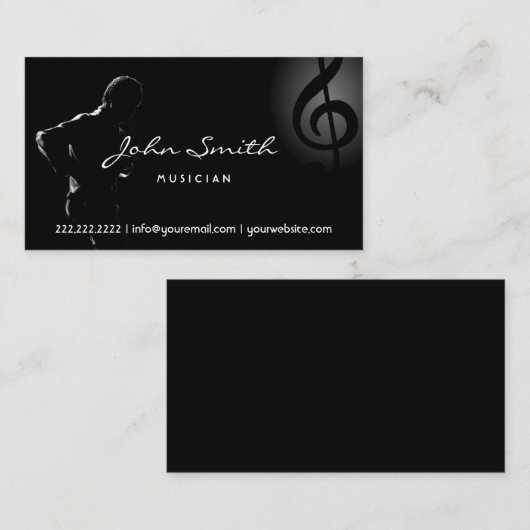 Jazz Saxophone Music Elegant Clef Musical Visitekaartje (Voorkant / Achterkant)