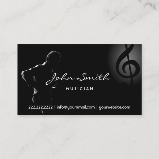 Jazz Saxophone Music Elegant Clef Musical Visitekaartje (Voorkant)