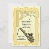 Jazz Saxophone Party Invitation Kaart (Voorkant)