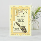 Jazz Saxophone Party Invitation Kaart (Staand voorkant)