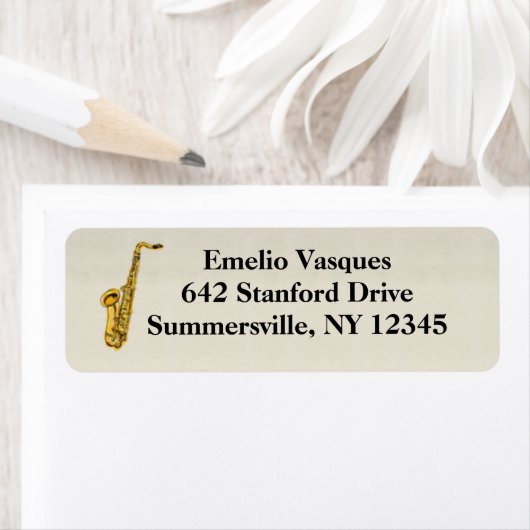Jazz Saxophone Return Address Label (Insitu)