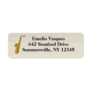Jazz Saxophone Return Address Label
