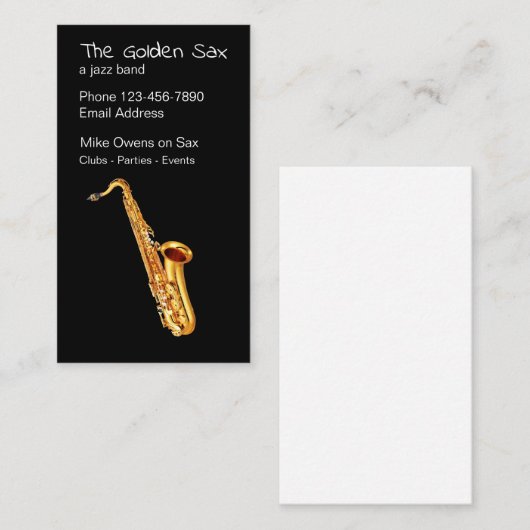 Jazz Saxophone Theme Visitekaartje (Voorkant / Achterkant)