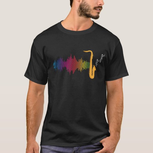 Jazz Saxophonist Colorful Soundwave Saxophone T-shirt (Voorkant)