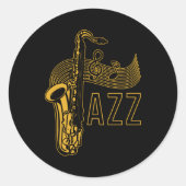 Jazz Saxophonist Gift Ronde Sticker (Voorkant)
