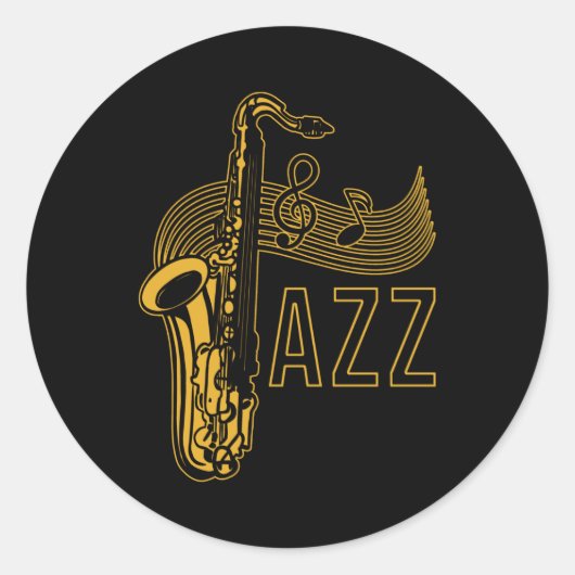 Jazz Saxophonist Gift Ronde Sticker (Voorkant)