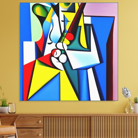 Jazz Saxophonist | kunst door Kubilay An Canvas Afdruk (Insitu (Woonkamer))