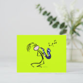Jazz saxophonisten briefkaart (Staand voorkant)
