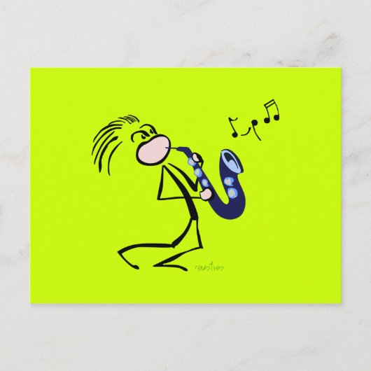 Jazz saxophonisten briefkaart (Voorkant)