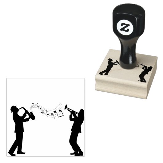 jazz silhouette musicus trumpet rubberstempel (Gestempeld)