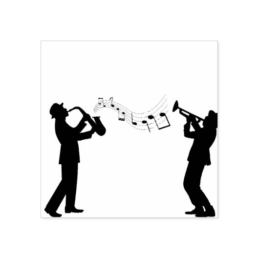 jazz silhouette musicus trumpet rubberstempel (Afrduk)