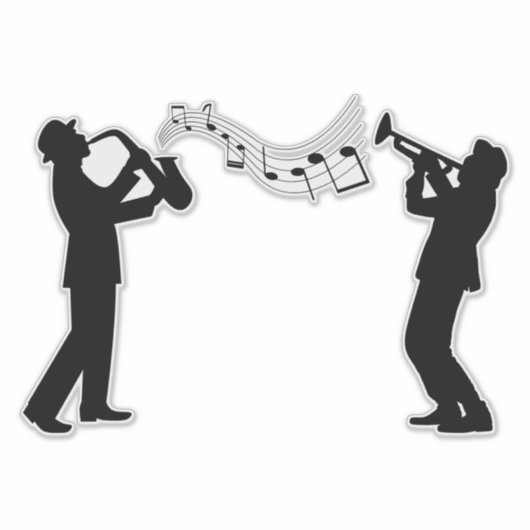 jazz-silhouette-muzikant-trompet sticker (Voorkant)