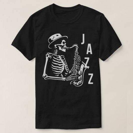 Jazz Skeleton speelt saxofoon T-shirt (Design voorkant)