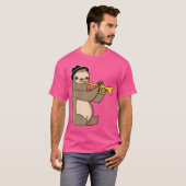 Jazz Sloth Trompet Grappige Muzikant T-shirt (Voorkant volledig)