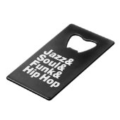 Jazz & Soul & Funk & Hip Hop Creditkaart Flessenopener (Voorkant Gekanteld)