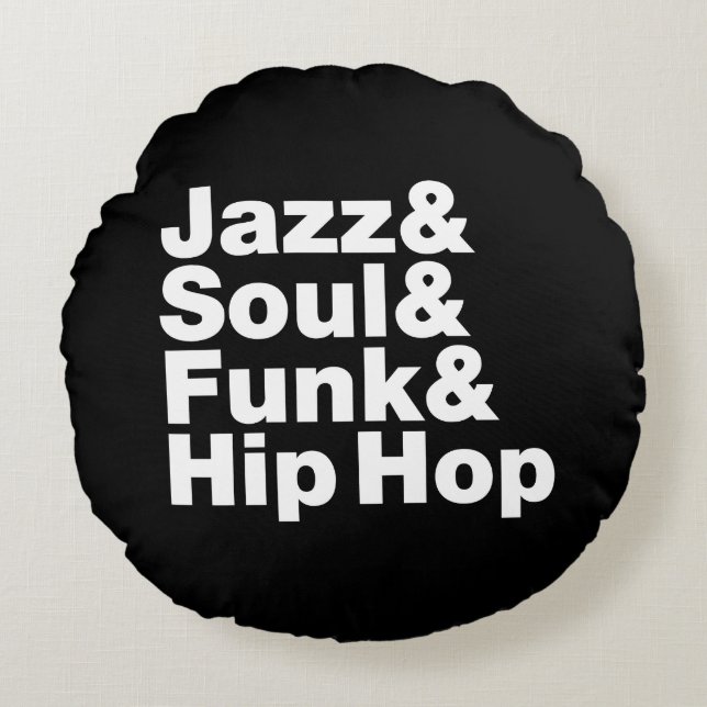 Jazz & Soul & Funk & Hip Hop Rond Kussen (Voorkant)