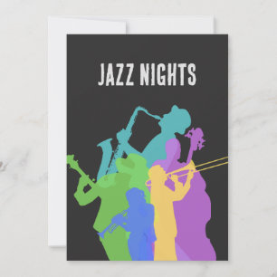 Jazz spelers, jazz nachtfestival, jam, concert kaart
