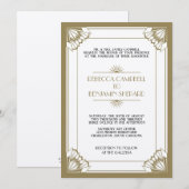 Jazz, taupe geometric art deco bruiloft kaart (Voorkant / Achterkant)