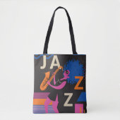 Jazz Theme Saxophone Music Tote Bag (Voorkant)