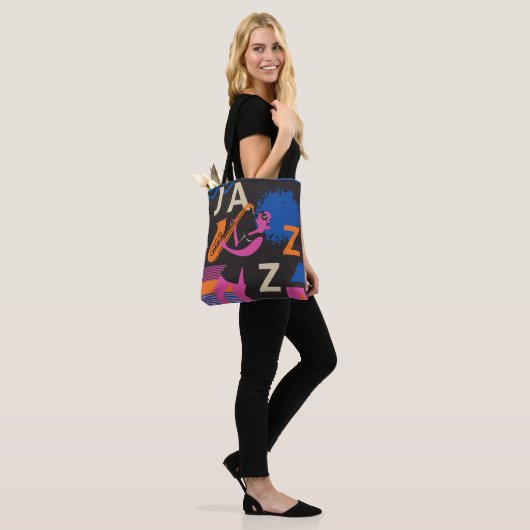 Jazz Theme Saxophone Music Tote Bag (Op model)