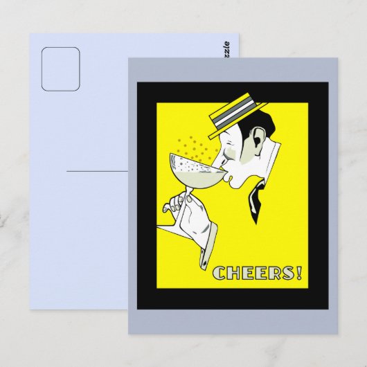 Jazz-tijdperk deco Art Champagne Cheers Party Briefkaart (Voorkant / Achterkant)