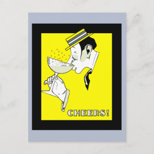 Jazz-tijdperk deco Art Champagne Cheers Party Briefkaart