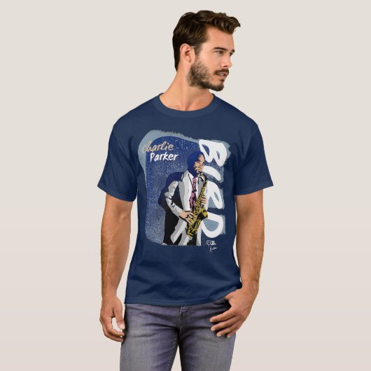 Jazz Tribute Collectie CHARLIE PARKER Premium T-shirt (Voorkant volledig)