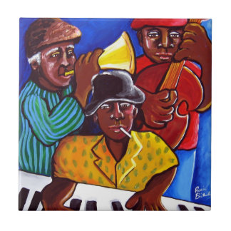 Jazz Trio African American Folk Art Tile Tegeltje
