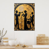 Jazz trio in goud poster (Keuken)