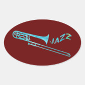 Jazz Trombone Ovale Sticker (Voorkant)