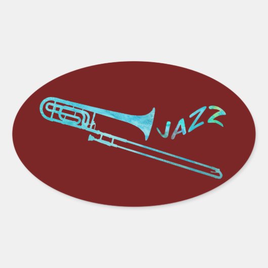 Jazz Trombone Ovale Sticker (Voorkant)