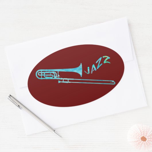Jazz Trombone Ovale Sticker (Envelop)