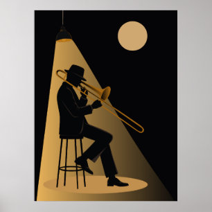 Jazz-trombonist-afdruk Vintage Jazz Poster