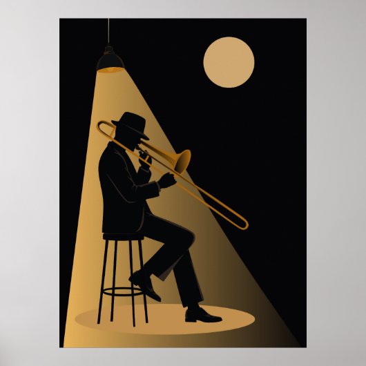 Jazz-trombonist-afdruk | Vintage Jazz Poster (Voorkant)