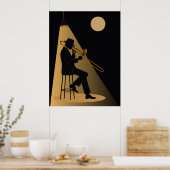 Jazz-trombonist-afdruk | Vintage Jazz Poster (Keuken)