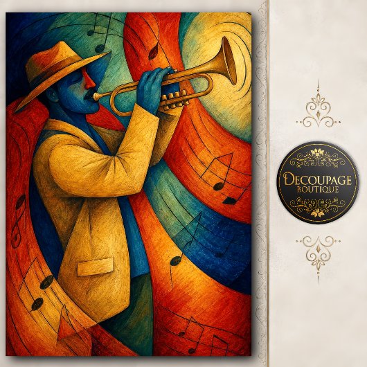 Jazz Trompet Ritme Decoupage Tissuepapier